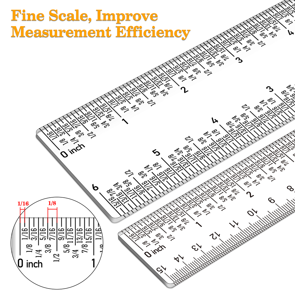 Multifunctional 6" 12" Clear Acrylic Rulers for Crafting Card Making 12 Inch Zero-Centering Ruler Easy Measurements Hand Tools