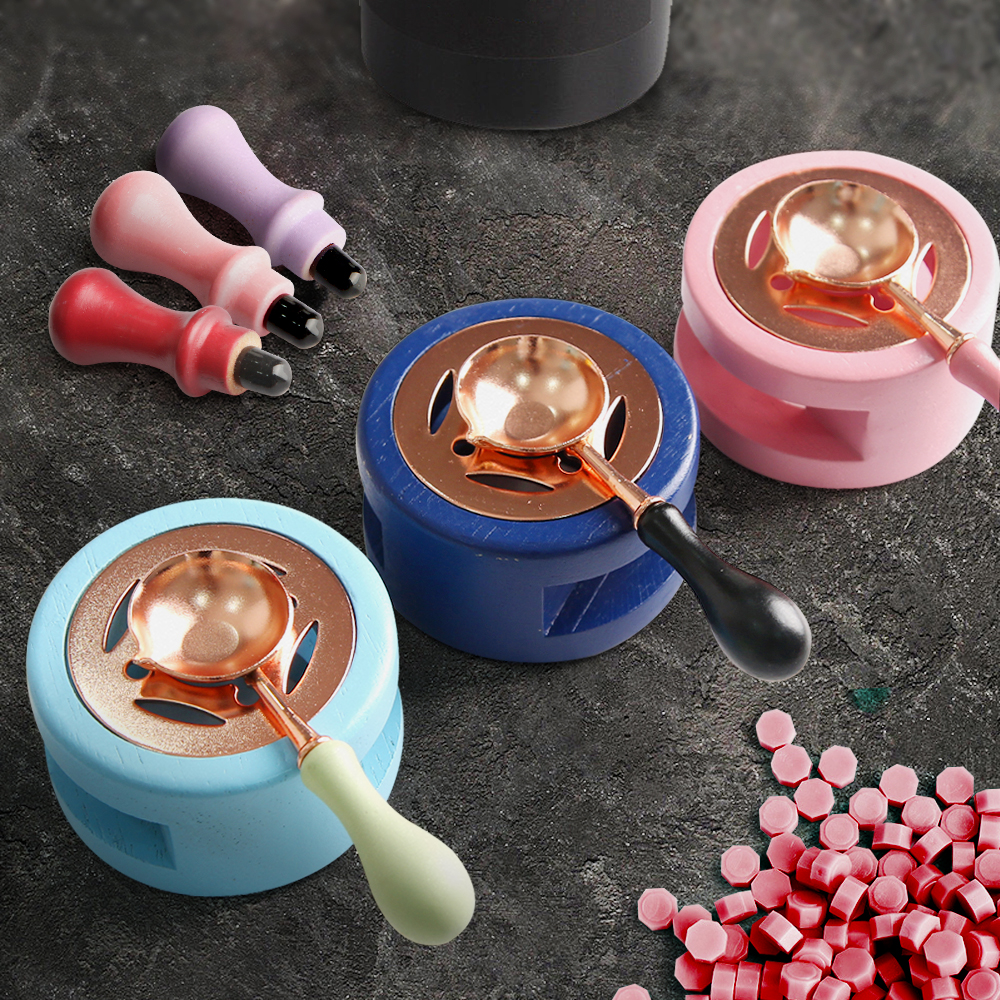 Wax Seal Stamp Set Lacquer Furnace Solid Wood Stove Fire Paint Seal Supplies Wax Spoon Sealing Wax Melting Pot Craft Supplies