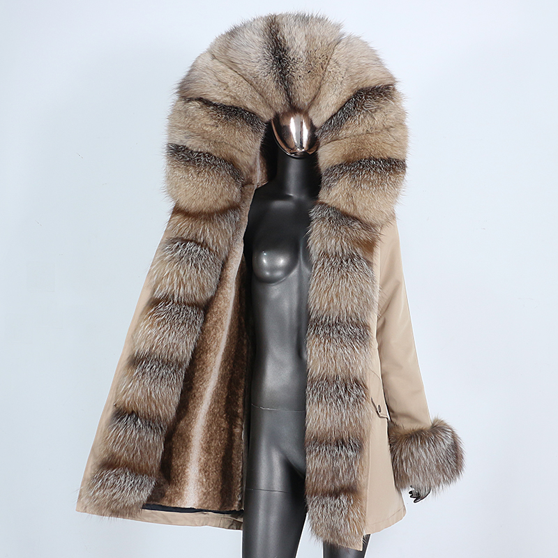  Waterproof Long Parka Winter Jacket Women Real Fur Coat Natural Fox Fur Collar Hood Warm Streetwear Detachable Warm