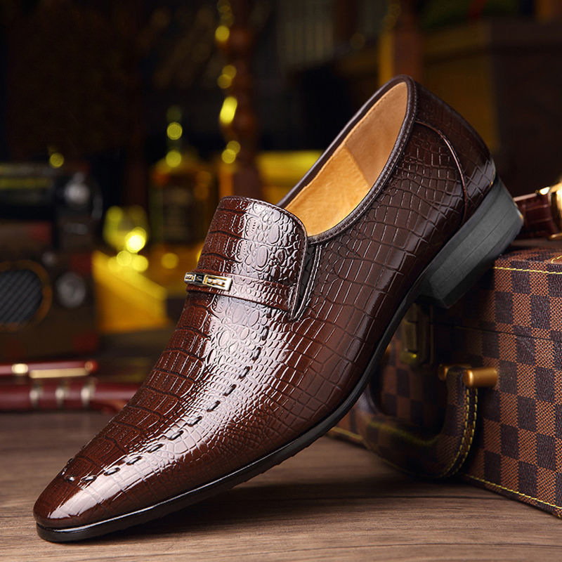  Men's Casual Shoes Classic Low-Cut Embossed Leather Shoes Comfortable Business Dress Shoes Man Loafers Plus Size 38-48