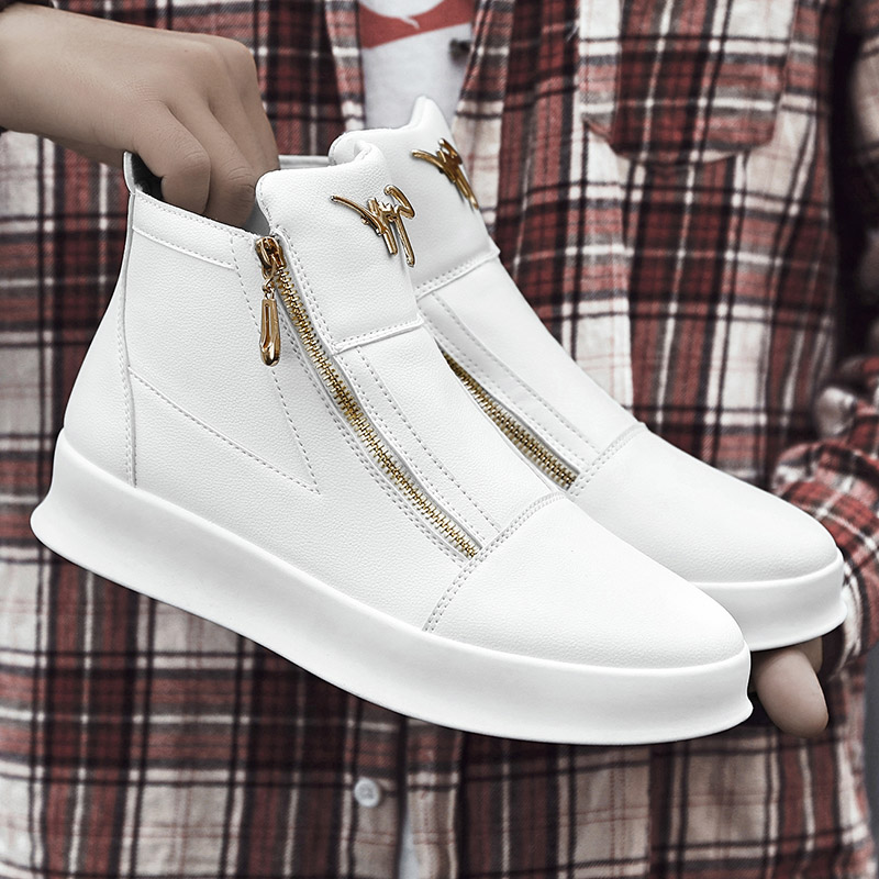Men Ankle Boots High-cut Sneakers   high top Shoes Leopard Platform Skate Sport Training Shoes Men Casual Shoes