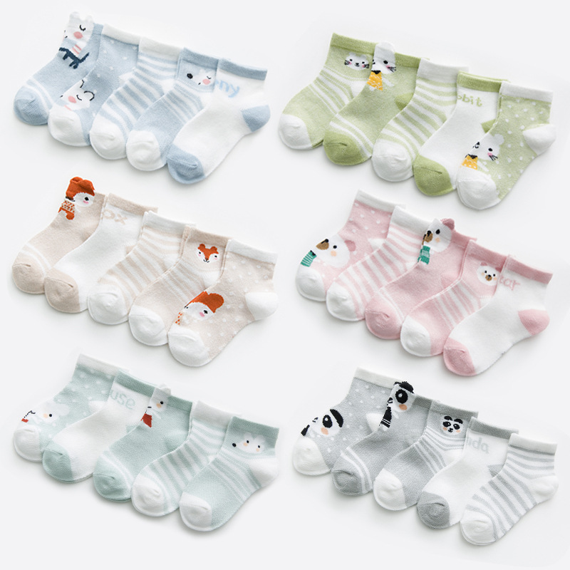 Baby Socks 5Pairs/lot 0-2Y Infant Baby Socks for Girls Cotton Mesh Cute Newborn Boy Toddler Socks Baby Clothes Accessories
