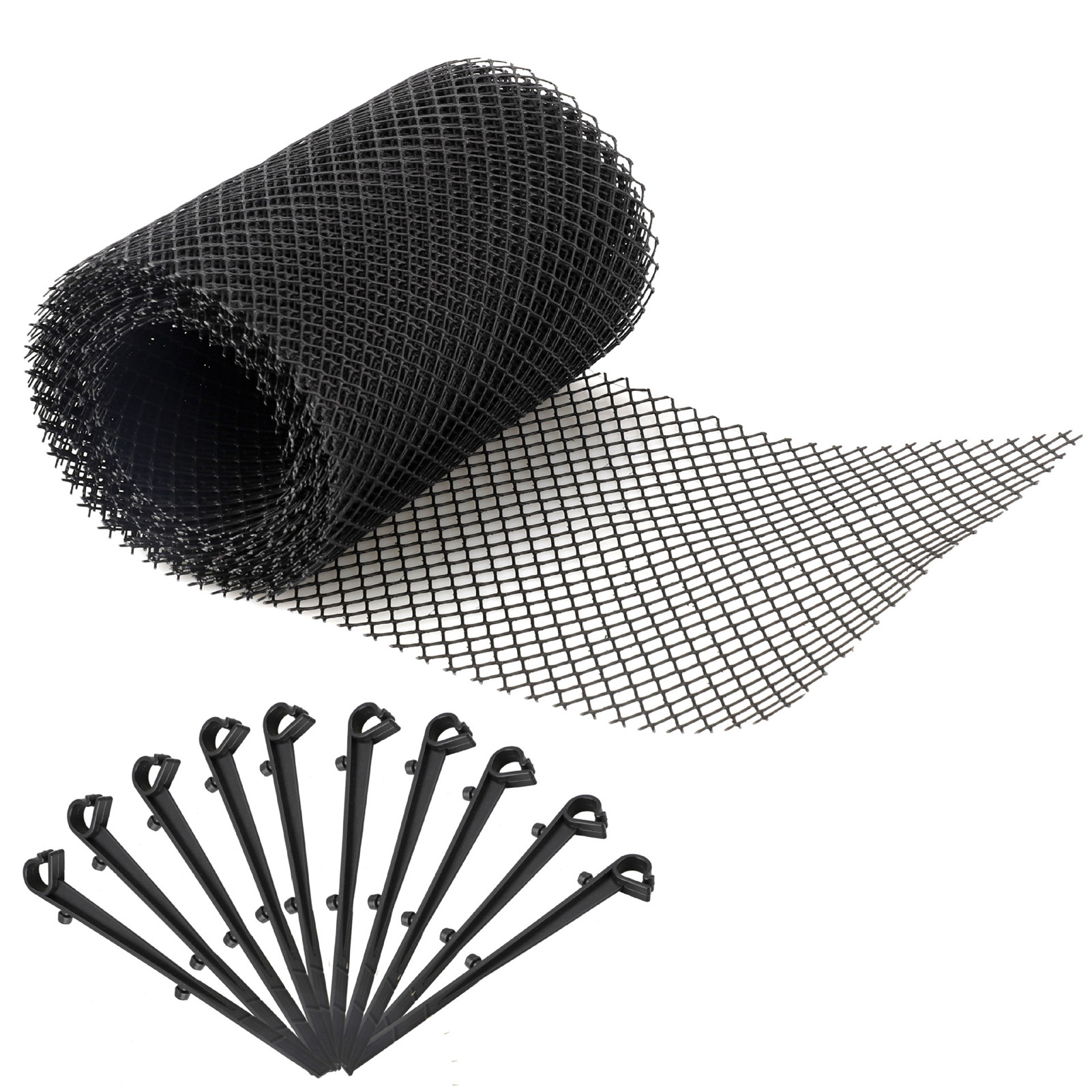 6mm/0.24in Gutter Guard Multifunctional Protective Net Cover For Drainage Anti Clogging Mesh Cover With Stakes Stops Leaves