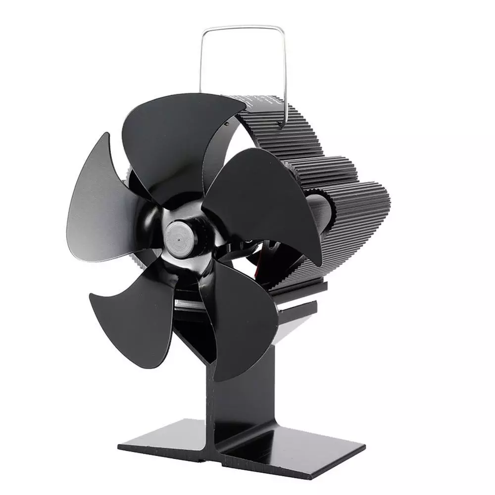 1pcs Black 5 Blades Fireplace Fan Quiet Safe Wood Burning Stove Ecofan Heat Powered Efficient Heat Distribution Home Fireplace