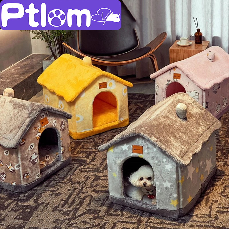 Foldable Dog House Pet Cat Bed Winter Dog Villa Sleep Kennel Removable Nest Warm Enclosed Cave Sofa Pet Supply лежанка для собак