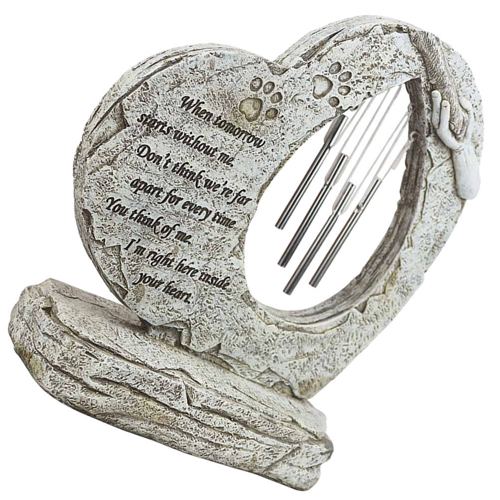 Pet Dog Cat Memorial Stone Grave Tombstone With Wind Chimes Embellishment Memorial Stone Tombstone With Wind Chimes Pet Supplies