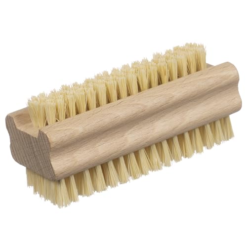 Konex Non-Slip Wooden Two-sided Hand and Nail Brush with Tampico Fiber Bristle. Fingernail brush with Beechwood body and Plant Based Fibers