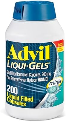 Advil Liqui-Gels minis Pain Reliever and Fever Reducer, Pain Medicine for Adults with Ibuprofen 200mg for Pain Relief - 200 Liquid Filled Capsules