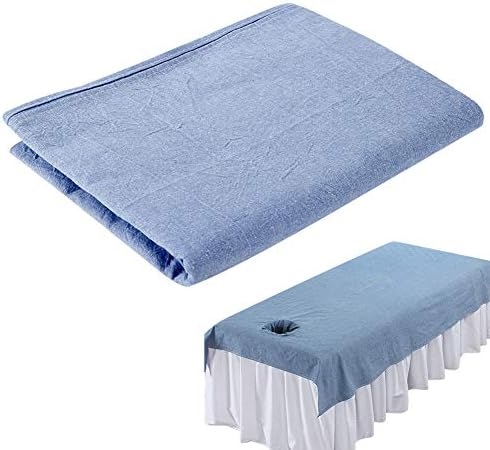 Beauty Massage Bed Sheets, Salon Massage SPA Couch Soft Cotton Bed Cover Protector with Face Breath Hole (Navy)