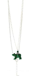 Carved Malachite Fetish on Sterling Silver