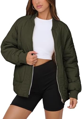 Tanming Womens Puffer Jacket Casual Lightweight Quilted Padded Puffy Coat Zip Up Active Bomber Jacket