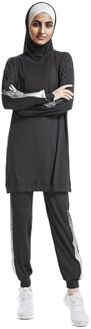 Womens Muslim Tracksuit Long Sleeve Sweatsuits Simple Running Sweatpants