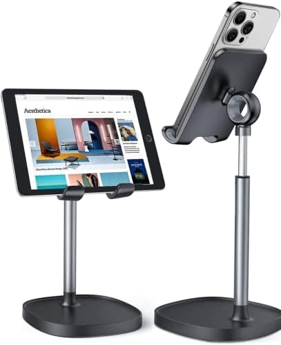 LISEN Cell Phone Stand Adjustable Phone Holer for Desk, 4-10in Computer Desk Accessories Home Office for iPhone 15 Stand Essentials Fits All Mobile Phones, iPhone, Switch, Kindle, iPads, Tablet