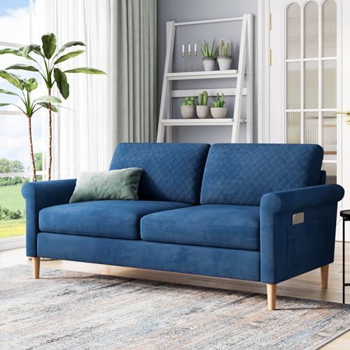 Vesgantti 65'' Loveseat Sofa,2-Seater Sofa Couch,Foam Pocket Spring Hybrid Modern Loveseat Sofa,Upholstered Small Couch for Livingroom,Bedroom, Apartment,Small Space, Tool-Free Assembly, Blue
