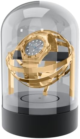 Orbit Watch Winder - Gold Single Watch Winders for Automatic Watches | Mechanical Watch Winder for Rolex Watches Rolex Watch Winder Box Gyro Gyroscope Automatic Watch Winder Box Rolex Box